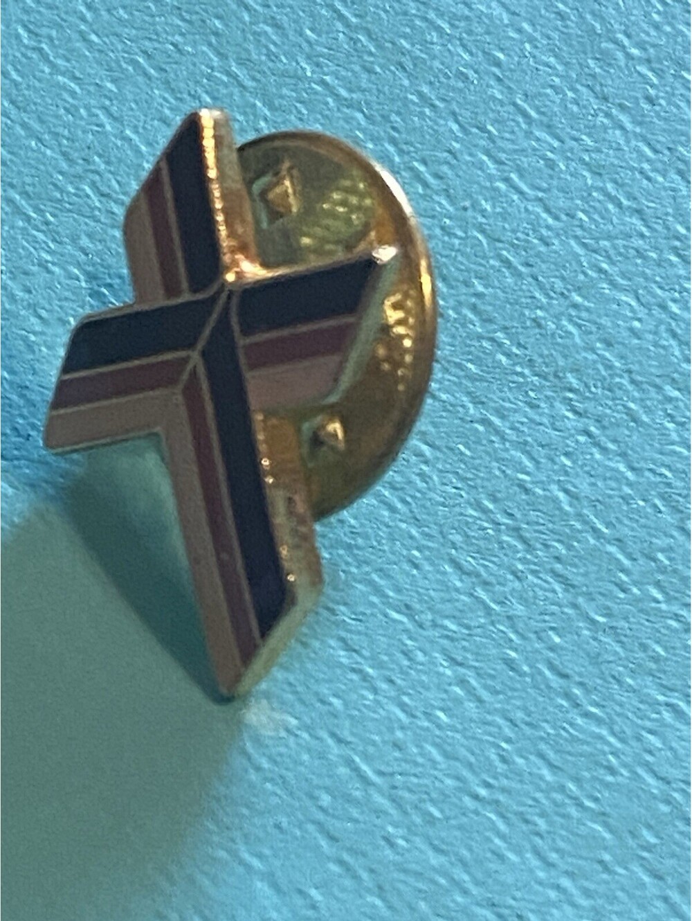 Cross Lapel Pin Red Gold Enamel Christianity